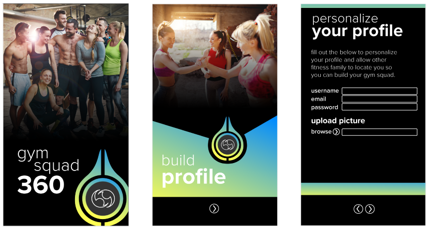 Personalize Your Profile first three screens 